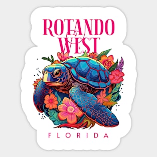 Rotando West Florida Floral Beach Turtle Souvenir Sticker